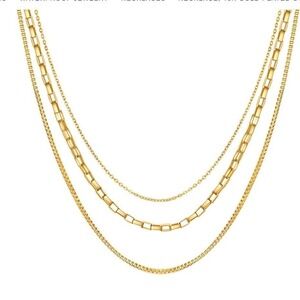 Beautiful Triple Layer 18K Gold Chain Necklace